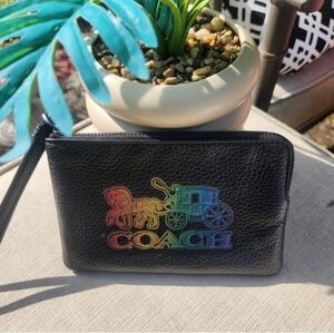 Coach Black Leather Wristlet